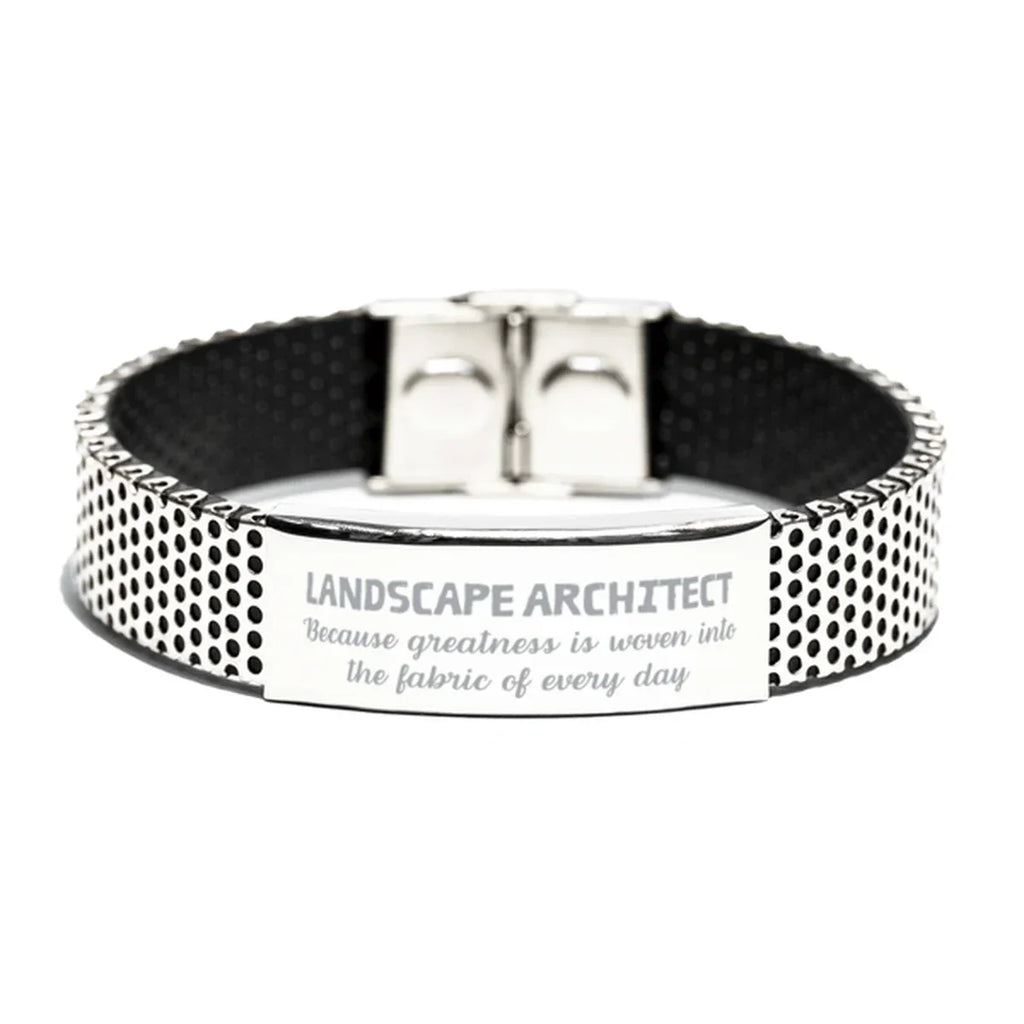 Sarcastic Landscape Architect Stainless Steel Bracelet Gifts, Christmas Holiday Gifts for Landscape Architect Birthday, Landscape Architect: Because greatness is woven