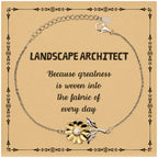 Sarcastic Landscape Architect Sunflower Bracelet Gifts, Christmas Holiday Gifts for Landscape Architect Birthday Message Card, Landscape Architect: Because greatness is woven into the fabric