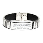 Sarcastic Landscape Designer Stainless Steel Bracelet Gifts, Christmas Holiday Gifts for Landscape Designer Birthday, Landscape Designer: Because greatness is woven