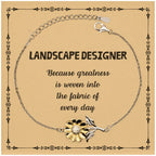 Sarcastic Landscape Designer Sunflower Bracelet Gifts, Christmas Holiday Gifts for Landscape Designer Birthday Message Card, Landscape Designer: Because greatness is woven into the fabric