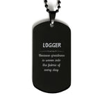 Sarcastic Logger Black Dog Tag Gifts, Christmas Holiday Gifts for Logger Birthday, Logger: Because greatness is woven