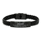 Sarcastic Logger Braided Leather Bracelet Gifts, Christmas Holiday Gifts for Logger Birthday, Logger: Because greatness is woven