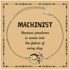 Sarcastic Machinist Sunflower Bracelet Gifts, Christmas Holiday Gifts for Machinist Birthday Message Card, Machinist: Because greatness is woven into the fabric