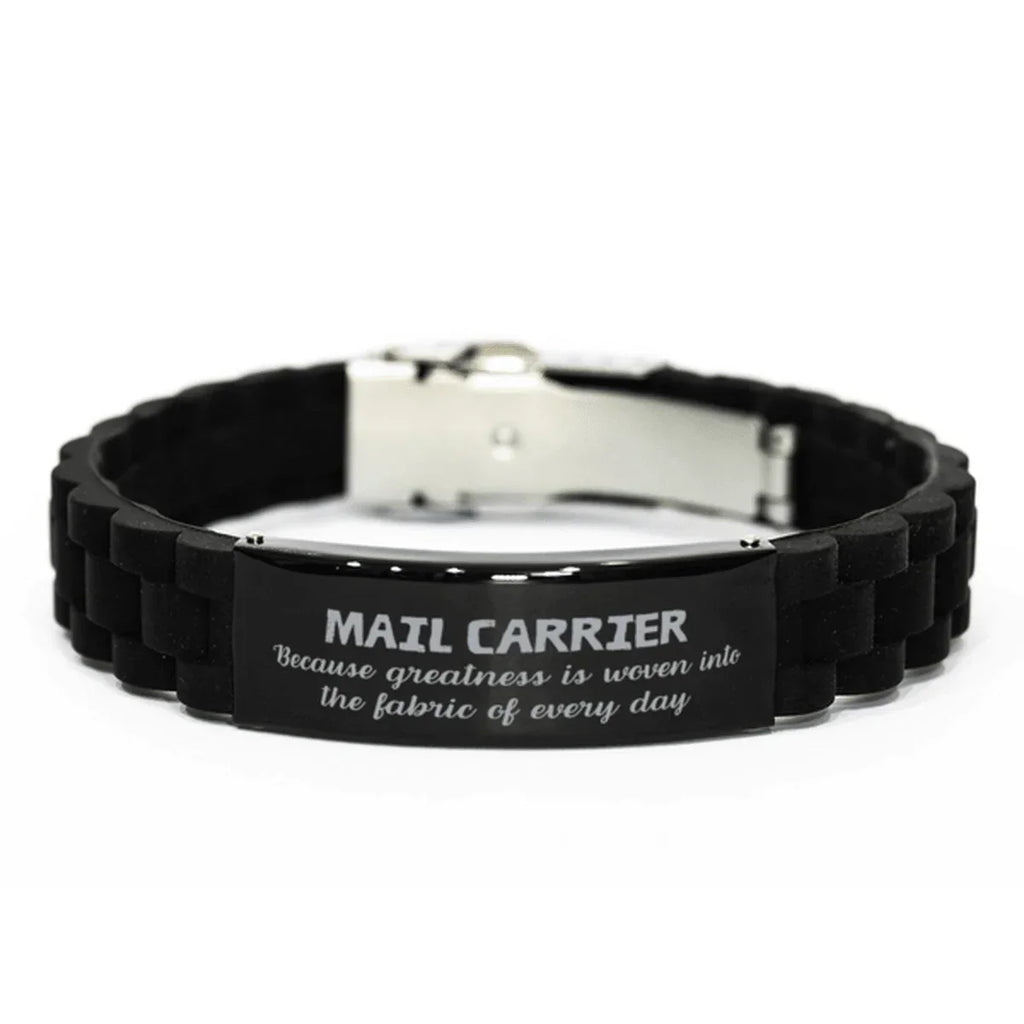 Sarcastic Mail Carrier Black Glidelock Clasp Bracelet Gifts, Christmas Holiday Gifts for Mail Carrier Birthday, Mail Carrier: Because greatness is woven