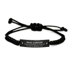 Sarcastic Mail Carrier Black Rope Bracelet Gifts, Christmas Holiday Gifts for Mail Carrier Birthday, Mail Carrier: Because greatness is woven