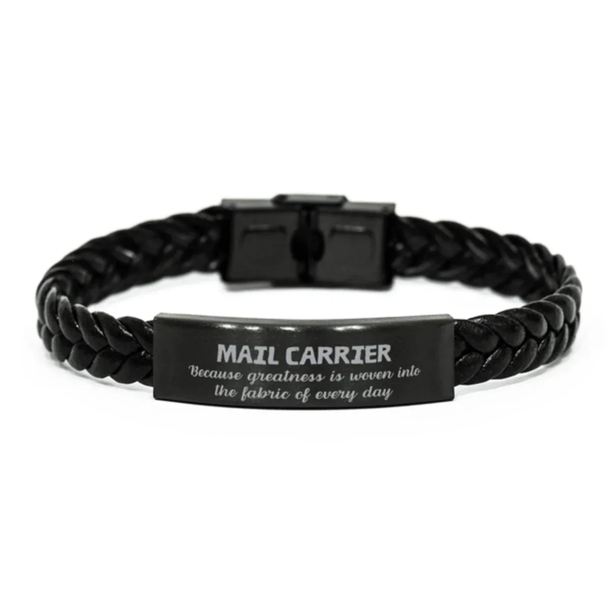 Sarcastic Mail Carrier Braided Leather Bracelet Gifts, Christmas Holiday Gifts for Mail Carrier Birthday, Mail Carrier: Because greatness is woven