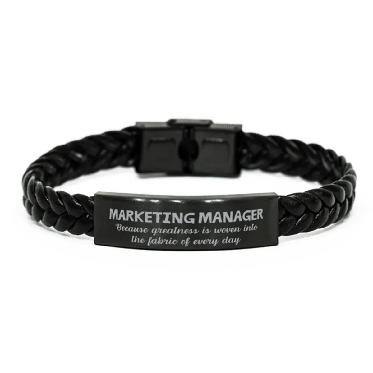 Sarcastic Marketing Manager Braided Leather Bracelet Gifts, Christmas Holiday Gifts for Marketing Manager Birthday, Marketing Manager: Because greatness is woven
