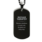 Sarcastic Massage Therapist Black Dog Tag Gifts, Christmas Holiday Gifts for Massage Therapist Birthday, Massage Therapist: Because greatness is woven