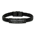 Sarcastic Massage Therapist Braided Leather Bracelet Gifts, Christmas Holiday Gifts for Massage Therapist Birthday, Massage Therapist: Because greatness is woven