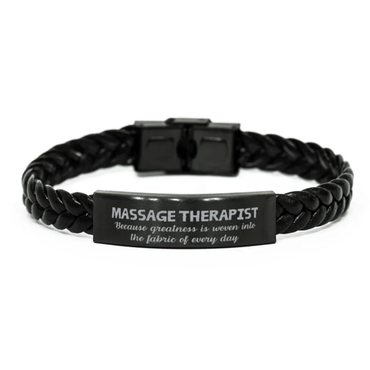 Sarcastic Massage Therapist Braided Leather Bracelet Gifts, Christmas Holiday Gifts for Massage Therapist Birthday, Massage Therapist: Because greatness is woven