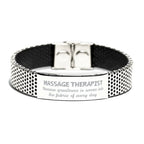 Sarcastic Massage Therapist Stainless Steel Bracelet Gifts, Christmas Holiday Gifts for Massage Therapist Birthday, Massage Therapist: Because greatness is woven