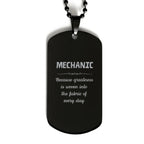Sarcastic Mechanic Black Dog Tag Gifts, Christmas Holiday Gifts for Mechanic Birthday, Mechanic: Because greatness is woven