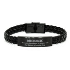 Sarcastic Mechanic Braided Leather Bracelet Gifts, Christmas Holiday Gifts for Mechanic Birthday, Mechanic: Because greatness is woven