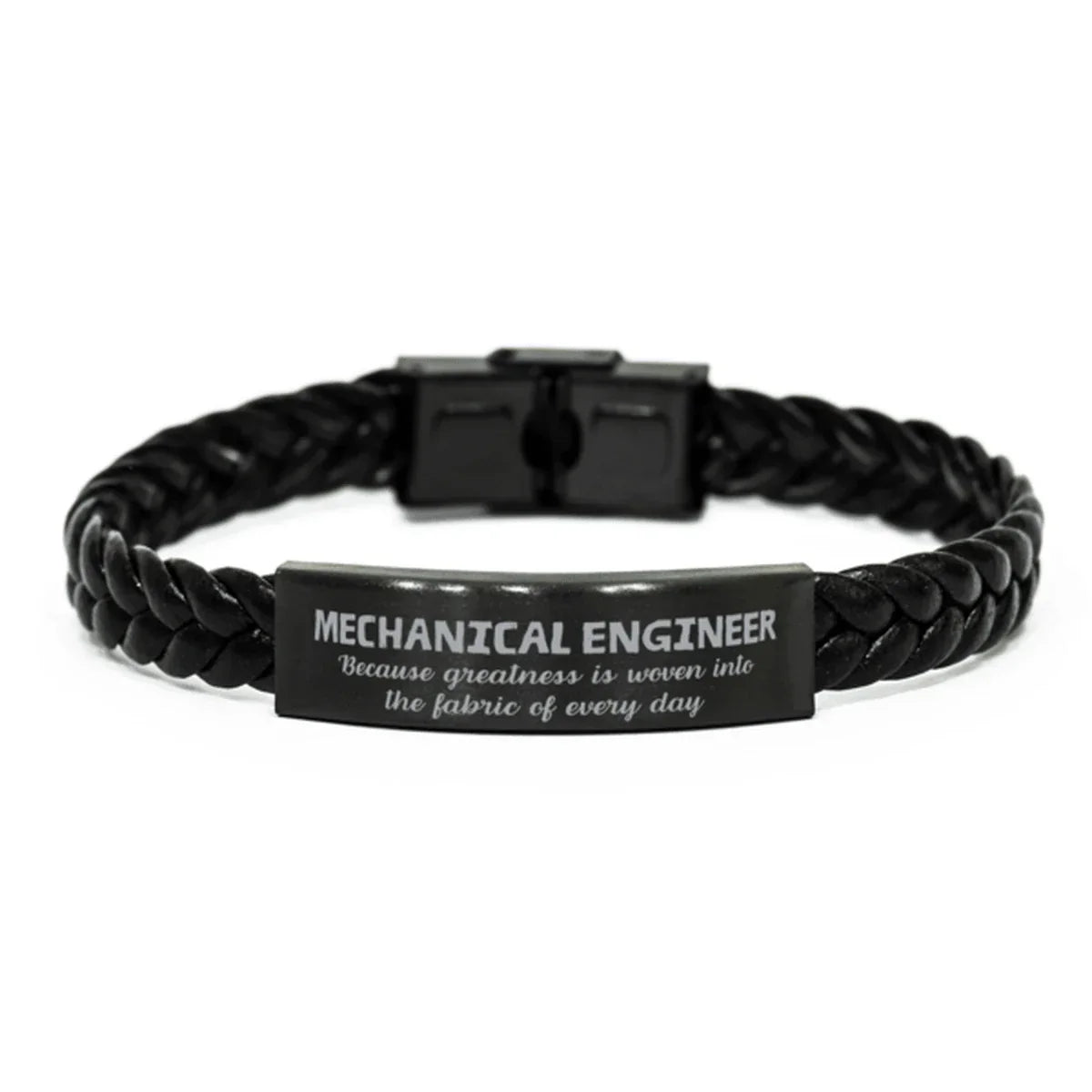 Sarcastic Mechanical Engineer Braided Leather Bracelet Gifts, Christmas Holiday Gifts for Mechanical Engineer Birthday, Mechanical Engineer: Because greatness is woven