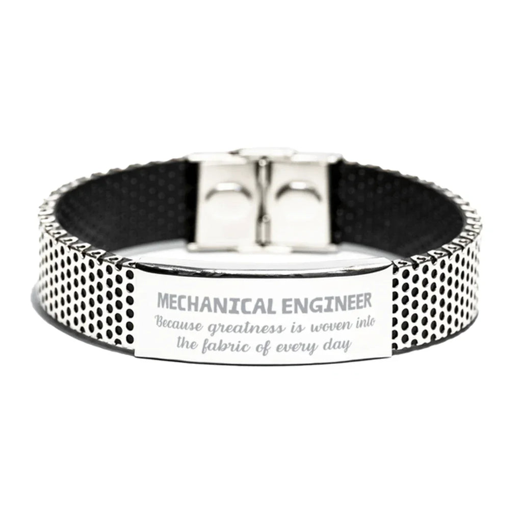 Sarcastic Mechanical Engineer Stainless Steel Bracelet Gifts, Christmas Holiday Gifts for Mechanical Engineer Birthday, Mechanical Engineer: Because greatness is woven
