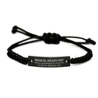 Sarcastic Medical Assistant Black Rope Bracelet Gifts, Christmas Holiday Gifts for Medical Assistant Birthday, Medical Assistant: Because greatness is woven