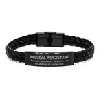Sarcastic Medical Assistant Braided Leather Bracelet Gifts, Christmas Holiday Gifts for Medical Assistant Birthday, Medical Assistant: Because greatness is woven