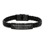 Sarcastic Mental Health Counselor Braided Leather Bracelet Gifts, Christmas Holiday Gifts for Mental Health Counselor Birthday, Mental Health Counselor: Because greatness is woven
