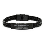 Sarcastic Microbiologist Braided Leather Bracelet Gifts, Christmas Holiday Gifts for Microbiologist Birthday, Microbiologist: Because greatness is woven