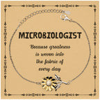 Sarcastic Microbiologist Sunflower Bracelet Gifts, Christmas Holiday Gifts for Microbiologist Birthday Message Card, Microbiologist: Because greatness is woven into the fabric
