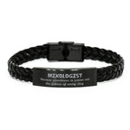 Sarcastic Mixologist Braided Leather Bracelet Gifts, Christmas Holiday Gifts for Mixologist Birthday, Mixologist: Because greatness is woven