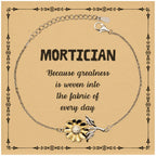 Sarcastic Mortician Sunflower Bracelet Gifts, Christmas Holiday Gifts for Mortician Birthday Message Card, Mortician: Because greatness is woven into the fabric