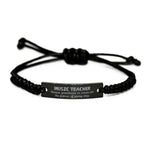 Sarcastic Music Teacher Black Rope Bracelet Gifts, Christmas Holiday Gifts for Music Teacher Birthday, Music Teacher: Because greatness is woven