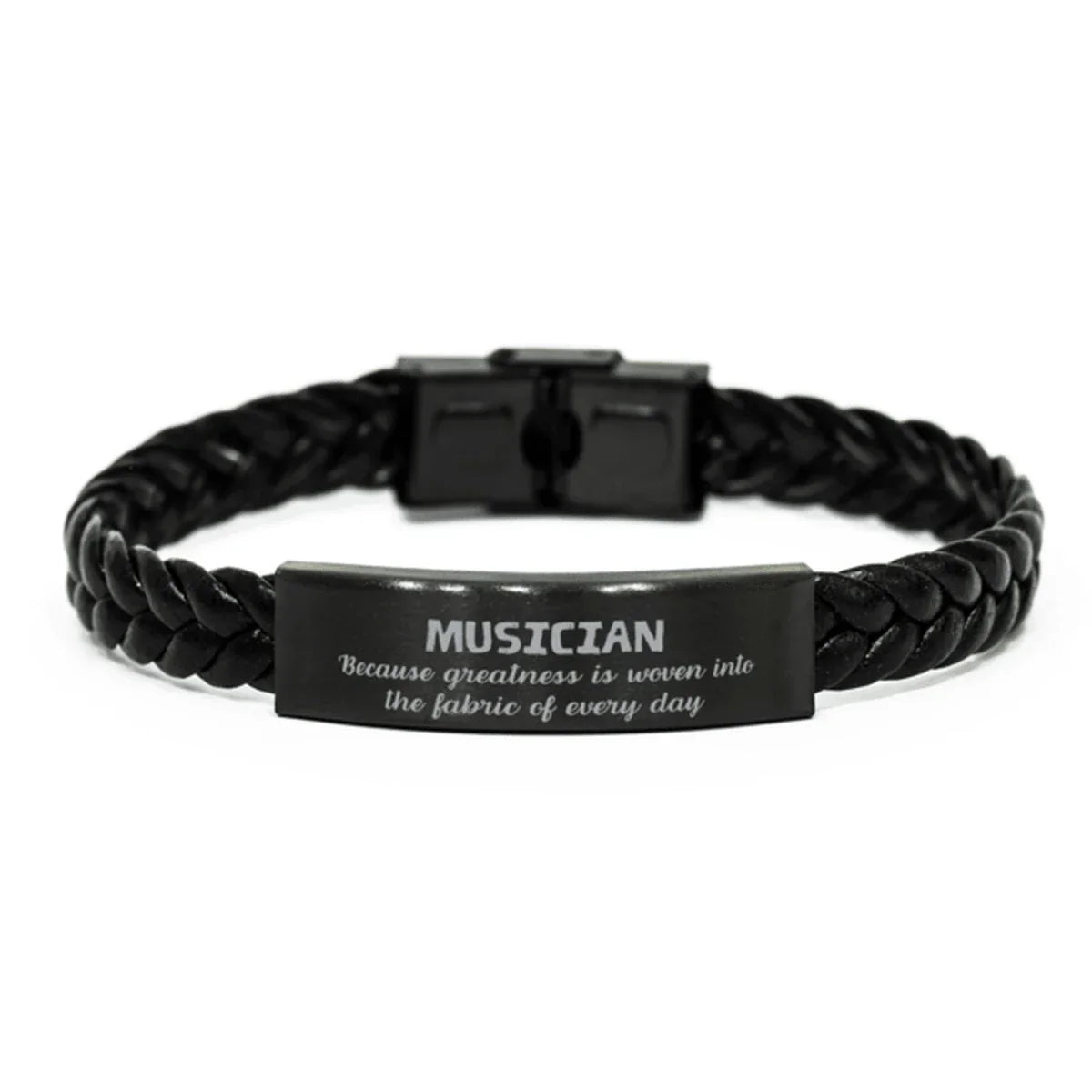 Sarcastic Musician Braided Leather Bracelet Gifts, Christmas Holiday Gifts for Musician Birthday, Musician: Because greatness is woven