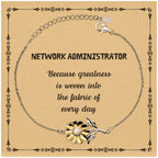 Sarcastic Network Administrator Sunflower Bracelet Gifts, Christmas Holiday Gifts for Network Administrator Birthday Message Card, Network Administrator: Because greatness is woven into the fabric