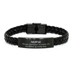 Sarcastic Nurse Braided Leather Bracelet Gifts, Christmas Holiday Gifts for Nurse Birthday, Nurse: Because greatness is woven