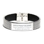 Sarcastic Nurse Practicioner Stainless Steel Bracelet Gifts, Christmas Holiday Gifts for Nurse Practicioner Birthday, Nurse Practicioner: Because greatness is woven