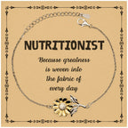 Sarcastic Nutritionist Sunflower Bracelet Gifts, Christmas Holiday Gifts for Nutritionist Birthday Message Card, Nutritionist: Because greatness is woven into the fabric