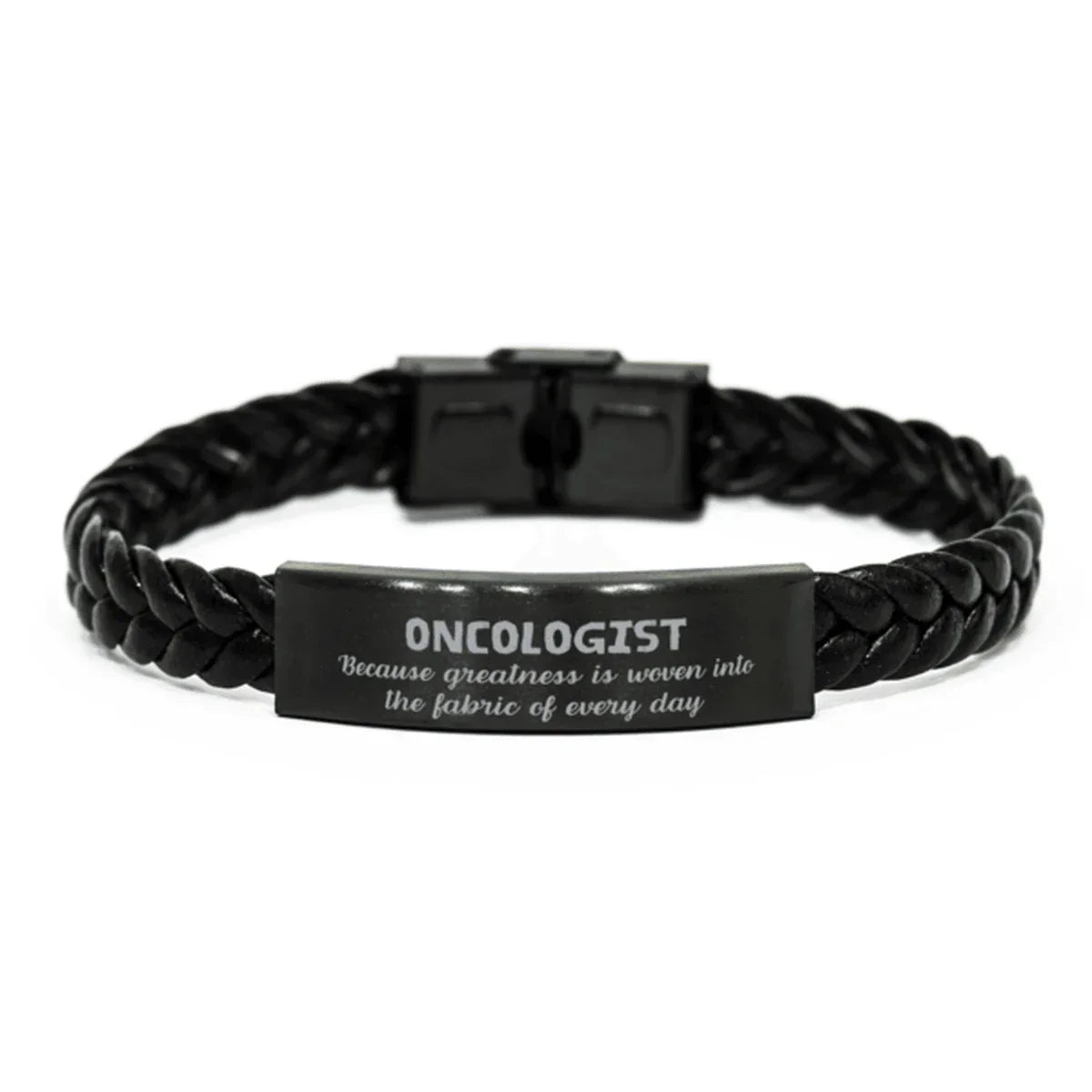 Sarcastic Oncologist Braided Leather Bracelet Gifts, Christmas Holiday Gifts for Oncologist Birthday, Oncologist: Because greatness is woven
