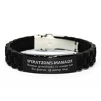 Sarcastic Operations Manager Black Glidelock Clasp Bracelet Gifts, Christmas Holiday Gifts for Operations Manager Birthday, Operations Manager: Because greatness is woven