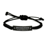 Sarcastic Operations Manager Black Rope Bracelet Gifts, Christmas Holiday Gifts for Operations Manager Birthday, Operations Manager: Because greatness is woven