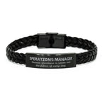 Sarcastic Operations Manager Braided Leather Bracelet Gifts, Christmas Holiday Gifts for Operations Manager Birthday, Operations Manager: Because greatness is woven