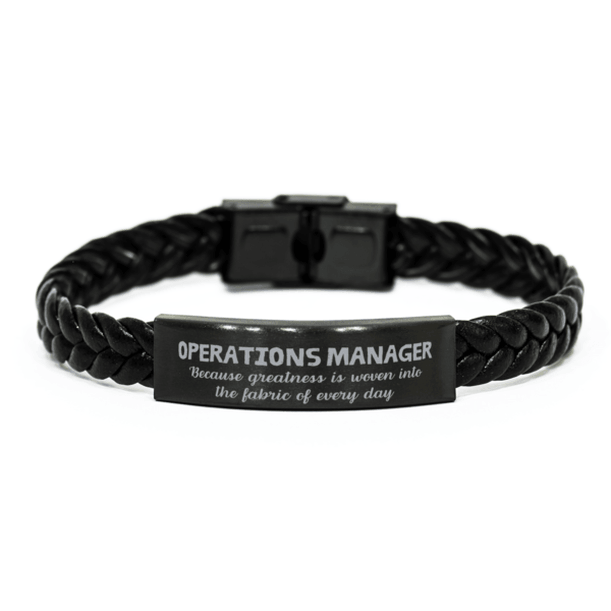 Sarcastic Operations Manager Braided Leather Bracelet Gifts, Christmas Holiday Gifts for Operations Manager Birthday, Operations Manager: Because greatness is woven into the fabric of every day, Coworkers, Friends - Mallard Moon Gift Shop