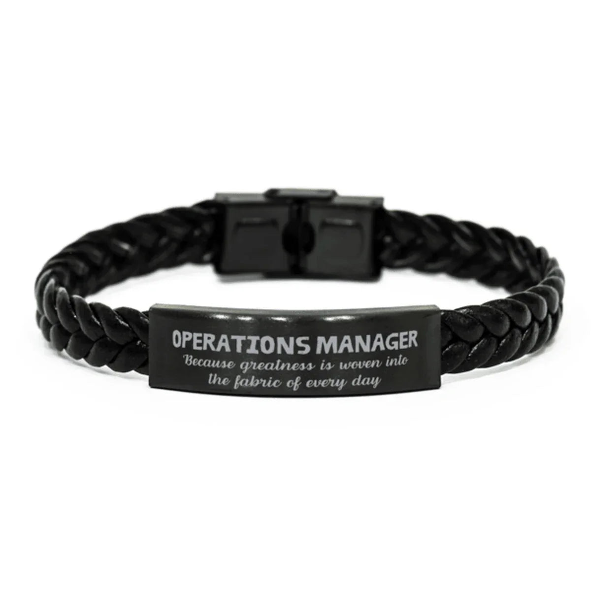 Sarcastic Operations Manager Braided Leather Bracelet Gifts, Christmas Holiday Gifts for Operations Manager Birthday, Operations Manager: Because greatness is woven