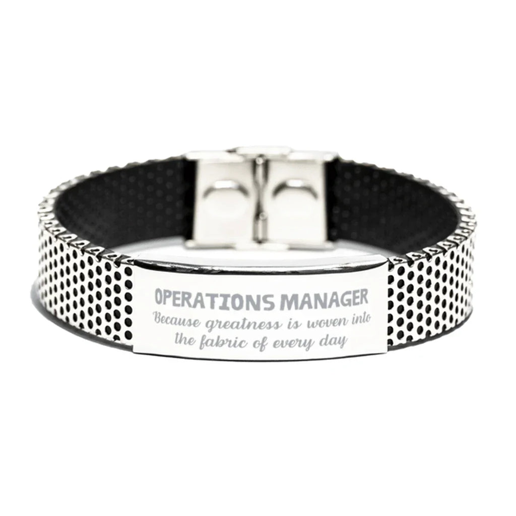 Sarcastic Operations Manager Stainless Steel Bracelet Gifts, Christmas Holiday Gifts for Operations Manager Birthday, Operations Manager: Because greatness is woven