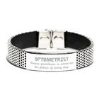 Sarcastic Optometrist Stainless Steel Bracelet Gifts, Christmas Holiday Gifts for Optometrist Birthday, Optometrist: Because greatness is woven
