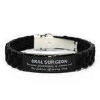 Sarcastic Oral Surgeon Black Glidelock Clasp Bracelet Gifts, Christmas Holiday Gifts for Oral Surgeon Birthday, Oral Surgeon: Because greatness is woven