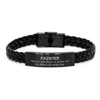 Sarcastic Painter Braided Leather Bracelet Gifts, Christmas Holiday Gifts for Painter Birthday, Painter: Because greatness is woven