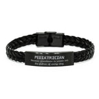 Sarcastic Pediatrician Braided Leather Bracelet Gifts, Christmas Holiday Gifts for Pediatrician Birthday, Pediatrician: Because greatness is woven