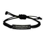 Sarcastic Personal Care Aide Black Rope Bracelet Gifts, Christmas Holiday Gifts for Personal Care Aide Birthday, Personal Care Aide: Because greatness is woven
