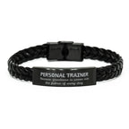 Sarcastic Personal Trainer Braided Leather Bracelet Gifts, Christmas Holiday Gifts for Personal Trainer Birthday, Personal Trainer: Because greatness is woven