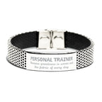 Sarcastic Personal Trainer Stainless Steel Bracelet Gifts, Christmas Holiday Gifts for Personal Trainer Birthday, Personal Trainer: Because greatness is woven