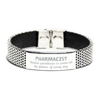 Sarcastic Pharmacist Stainless Steel Bracelet Gifts, Christmas Holiday Gifts for Pharmacist Birthday, Pharmacist: Because greatness is woven