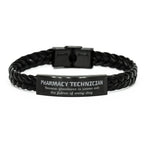 Sarcastic Pharmacy Technician Braided Leather Bracelet Gifts, Christmas Holiday Gifts for Pharmacy Technician Birthday, Pharmacy Technician: Because greatness is woven