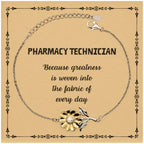 Sarcastic Pharmacy Technician Sunflower Bracelet Gifts, Christmas Holiday Gifts for Pharmacy Technician Birthday Message Card, Pharmacy Technician: Because greatness is woven into the fabric