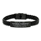 Sarcastic Physical Therapist Braided Leather Bracelet Gifts, Christmas Holiday Gifts for Physical Therapist Birthday, Physical Therapist: Because greatness is woven